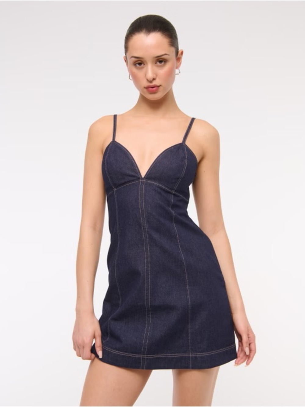 Abercrombie & Fitch Dark Blue Denim Spaghetti-Strap Mini Dress